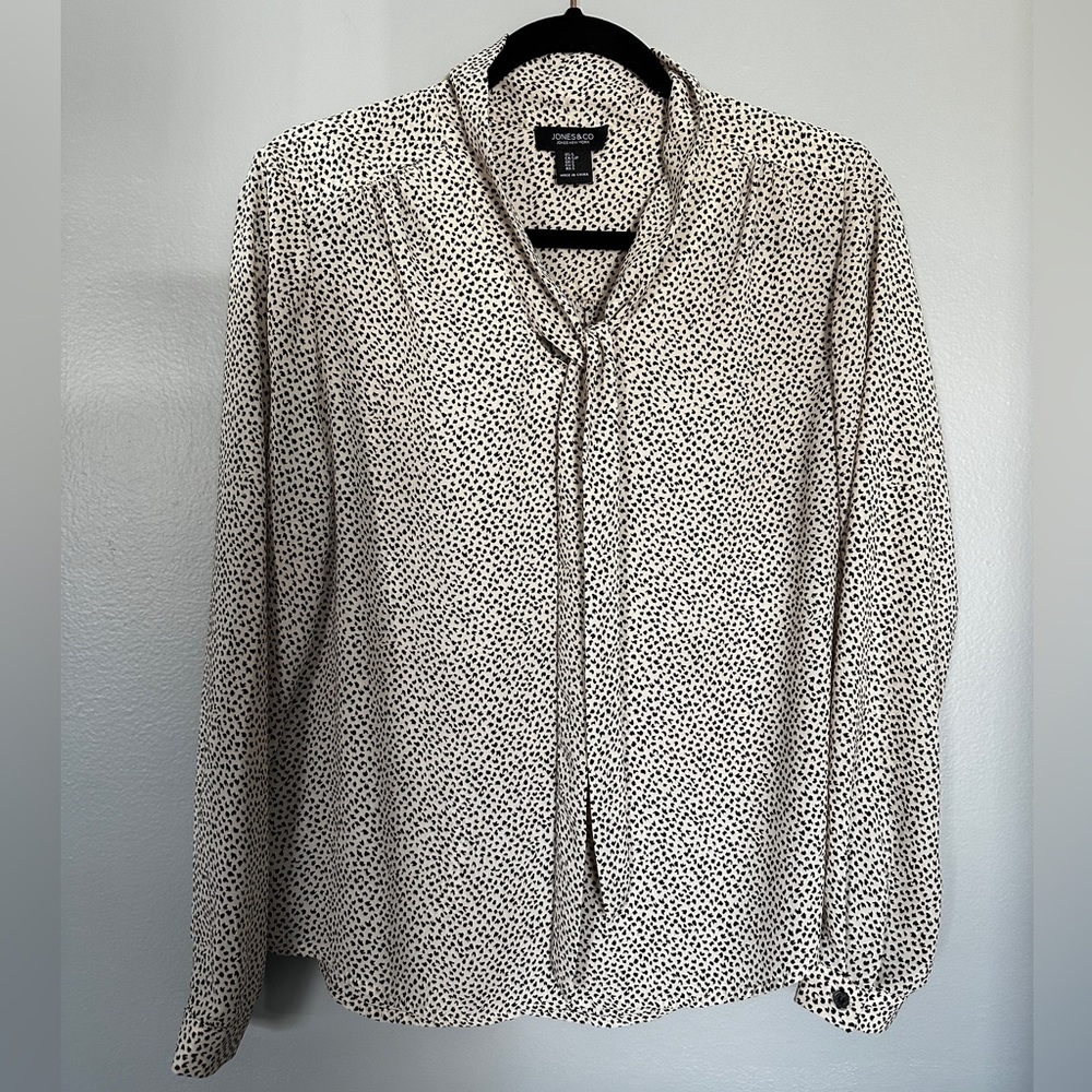 Cream Tie Neck Blouse